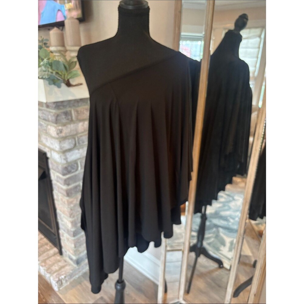VENUS Black One-Shoulder Asymmetrical Draped Skirt